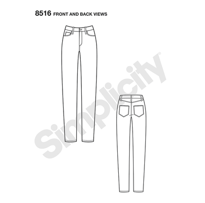Simplicity sewing pattern S8516 envelope showing skirt and trousers
