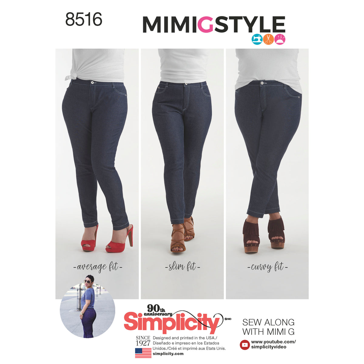 Simplicity sewing pattern S8516 envelope showing skirt and trousers