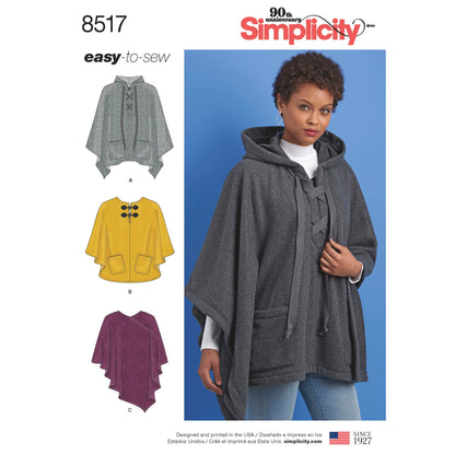 Simplicity sewing pattern S8517 envelope showing poncho