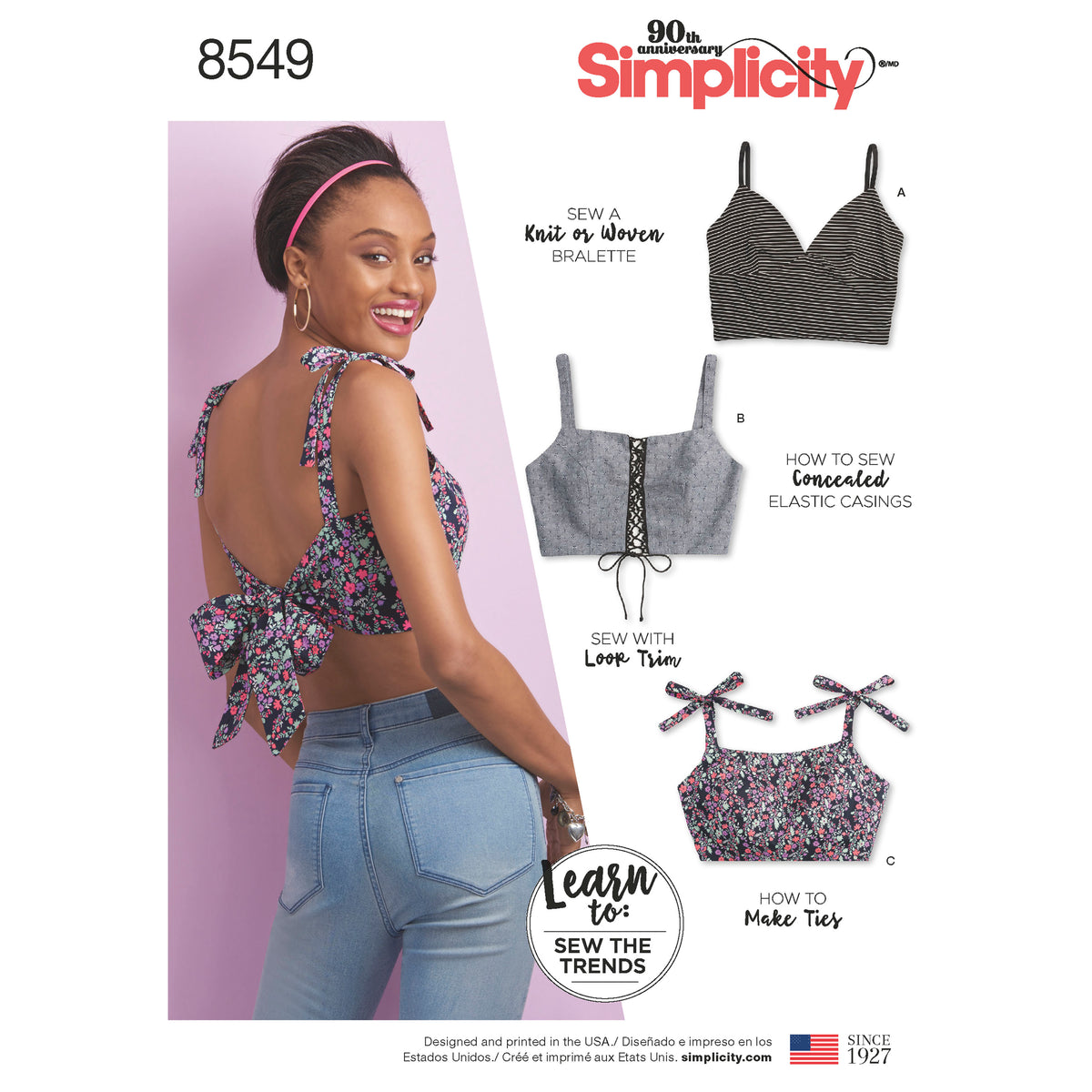Simplicity sewing pattern S8549 envelope showing bra tops