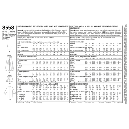 Simplicity sewing pattern S8558 envelope showing wide-leg trousers, jacket and crop top