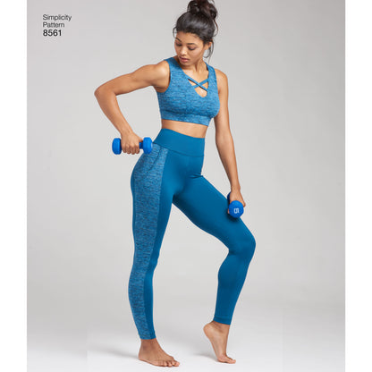 Simplicity sewing pattern S8561 envelope showing knit leggings