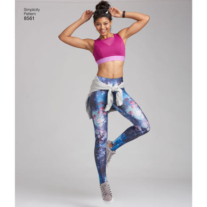Simplicity sewing pattern S8561 envelope showing knit leggings