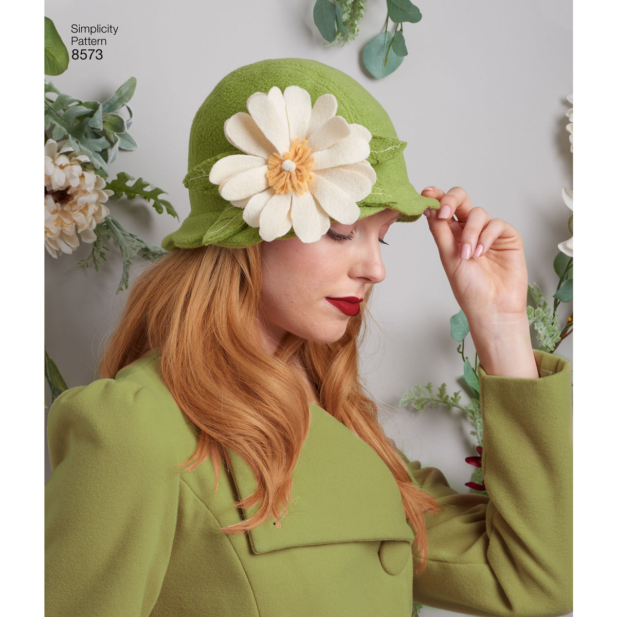 Simplicity sewing pattern S8573 envelope showing flapper hats