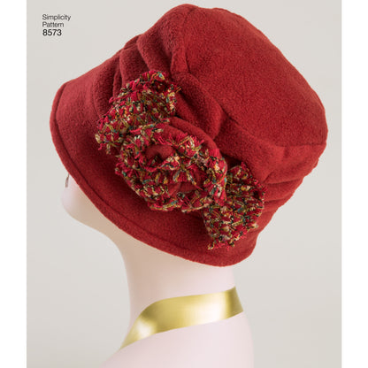 Simplicity sewing pattern S8573 envelope showing flapper hats