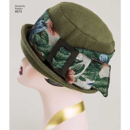 Simplicity sewing pattern S8573 envelope showing flapper hats