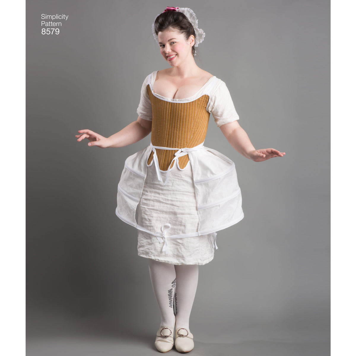Simplicity sewing pattern S8579 envelope showing 18th century undergarments