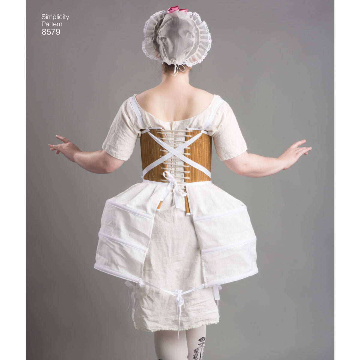 Simplicity sewing pattern S8579 envelope showing 18th century undergarments
