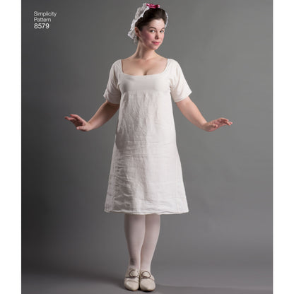 Simplicity sewing pattern S8579 envelope showing 18th century undergarments
