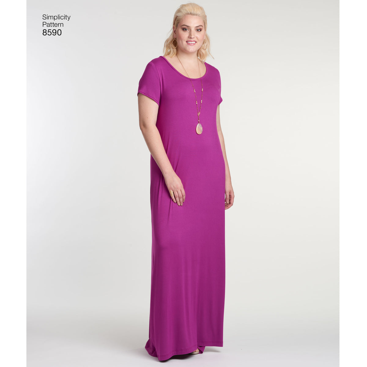 Simplicity sewing pattern S8590 envelope showing dress