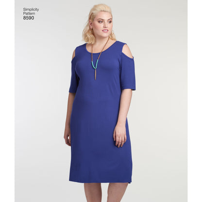 Simplicity sewing pattern S8590 envelope showing dress