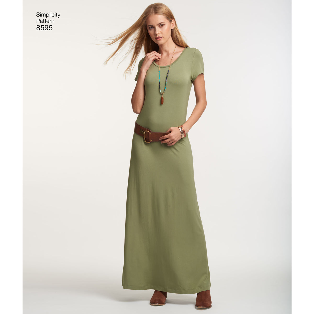 Simplicity sewing pattern S8595 envelope showing knit dress