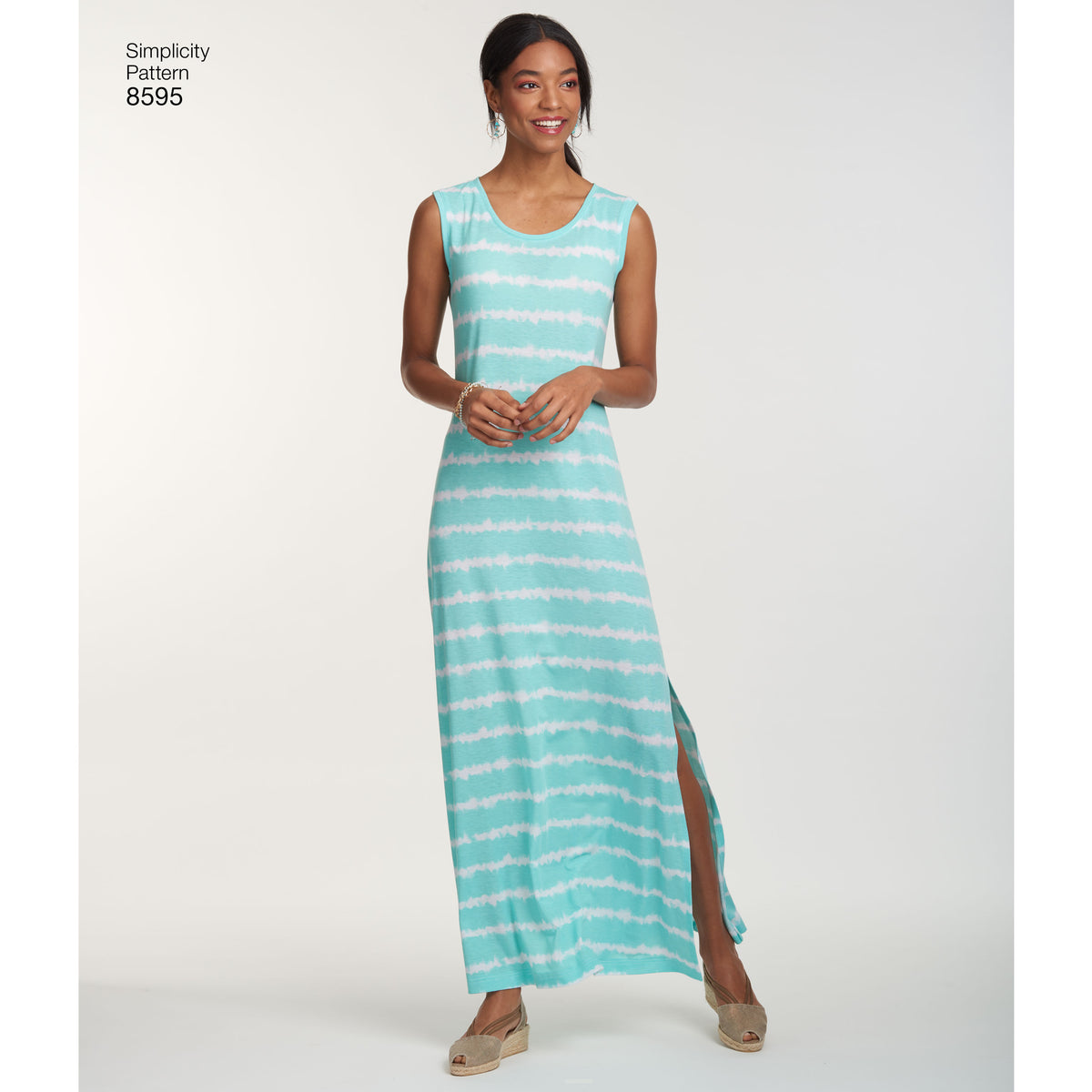 Simplicity sewing pattern S8595 envelope showing knit dress