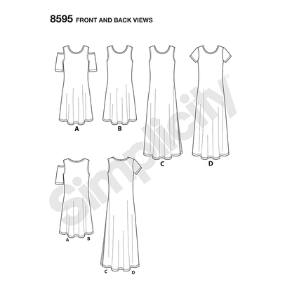 Simplicity sewing pattern S8595 envelope showing knit dress