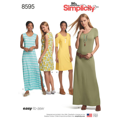 Simplicity sewing pattern S8595 envelope showing knit dress
