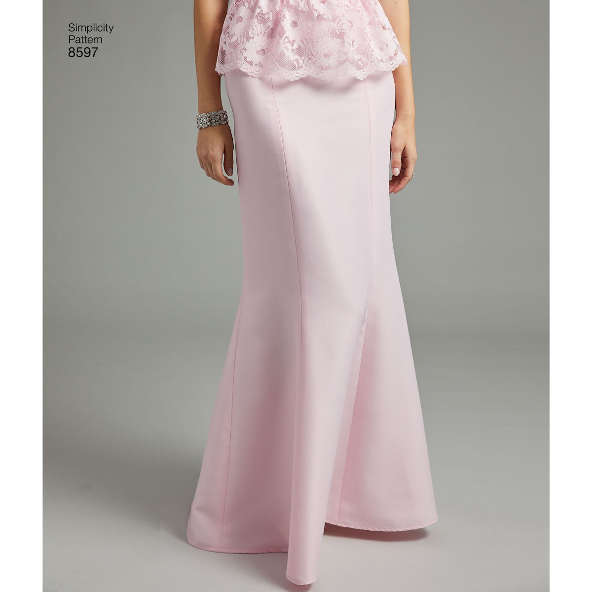 Simplicity sewing pattern S8597 envelope showing special occasion skirts