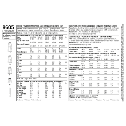 Simplicity sewing pattern S8605 envelope showing pull-on trousers and skirt