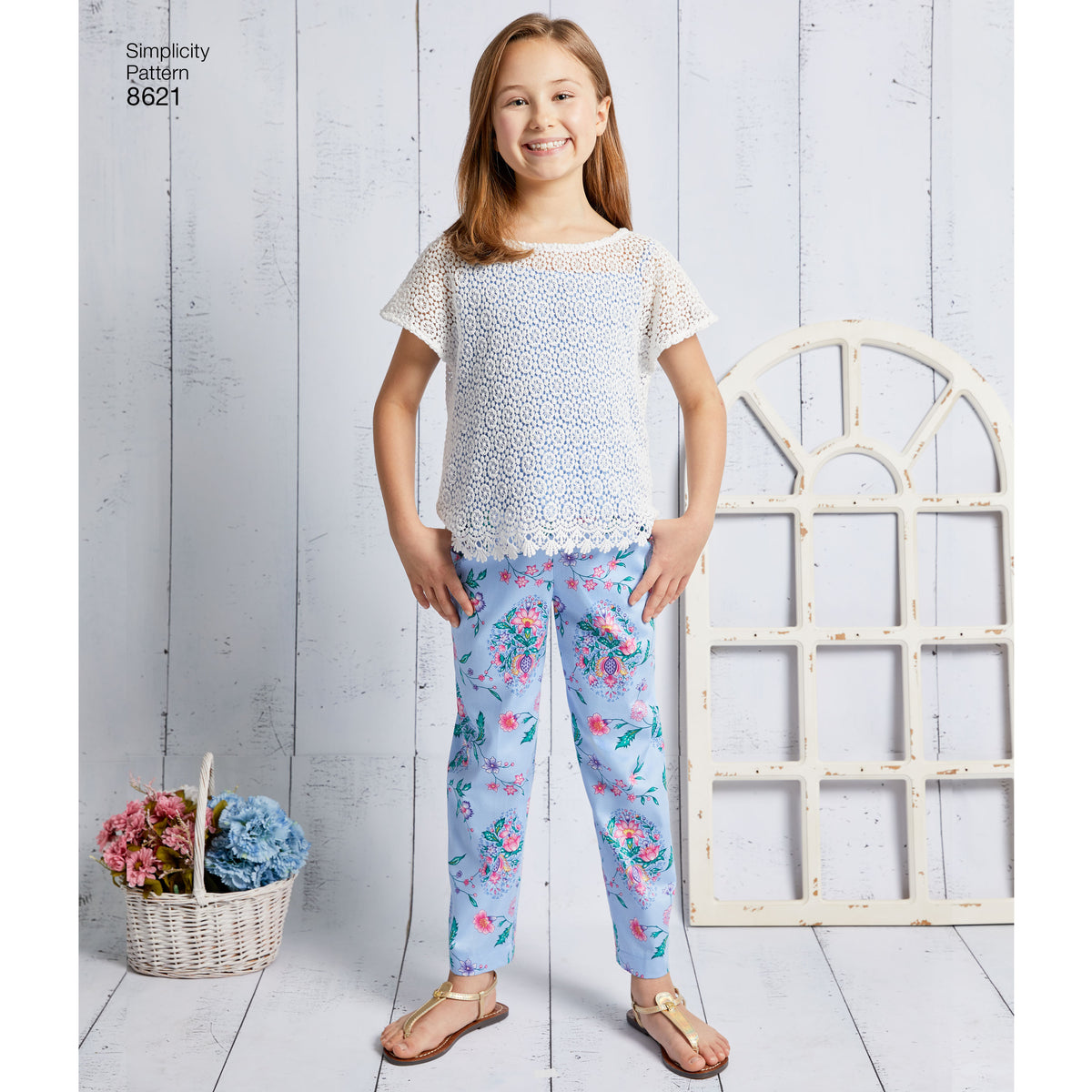 Simplicity sewing pattern S8621 envelope showing girls' casual wear
