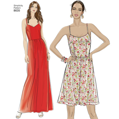 Simplicity sewing pattern S8635 envelope showing dress