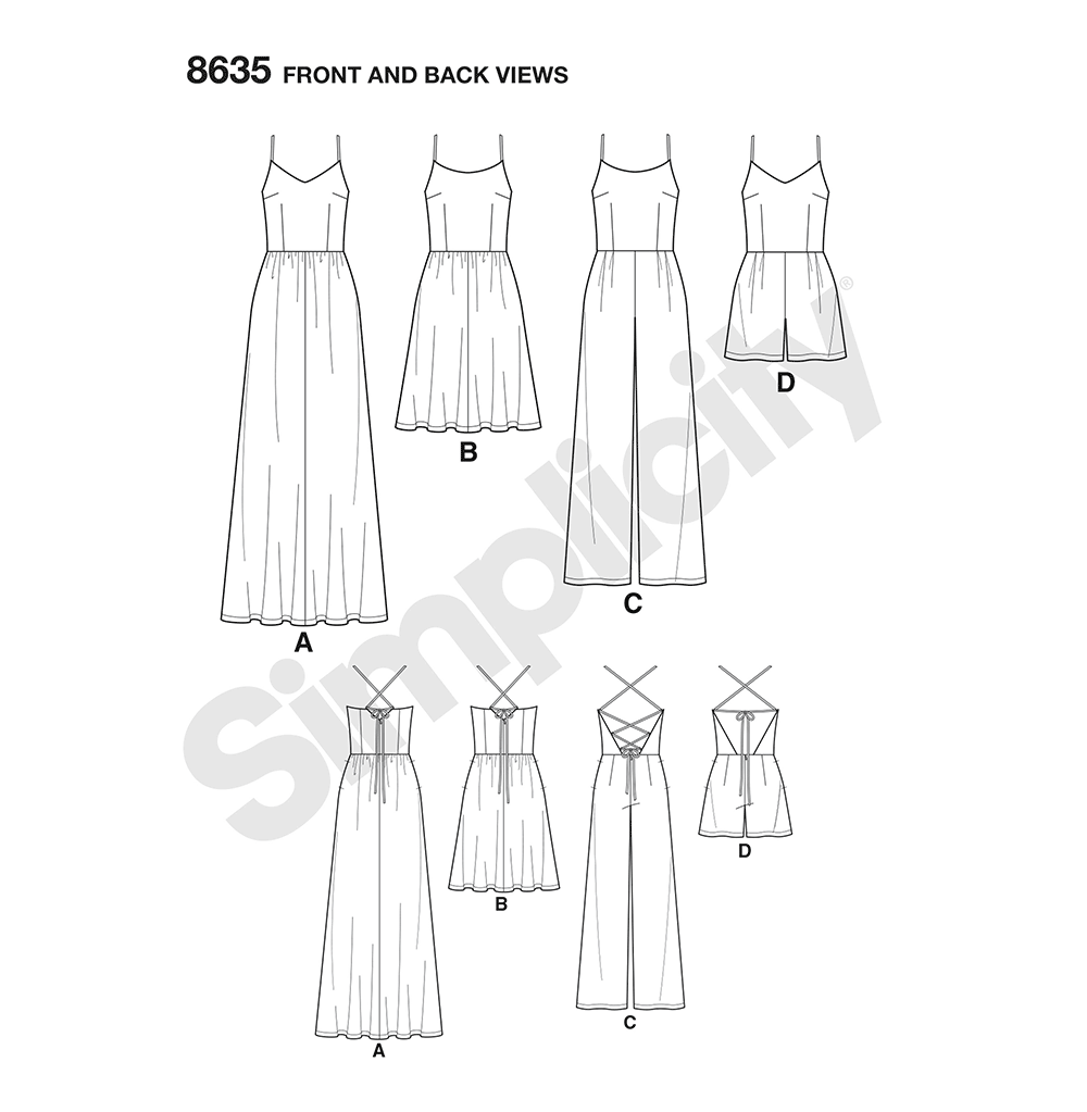 Simplicity sewing pattern S8635 envelope showing dress