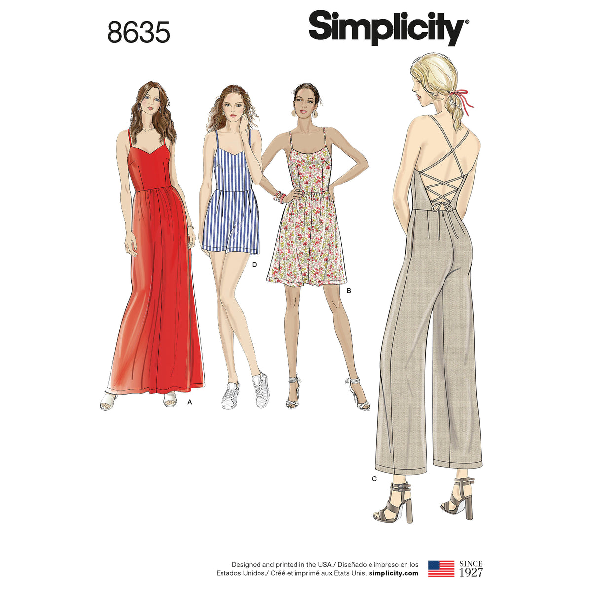 Simplicity sewing pattern S8635 envelope showing dress