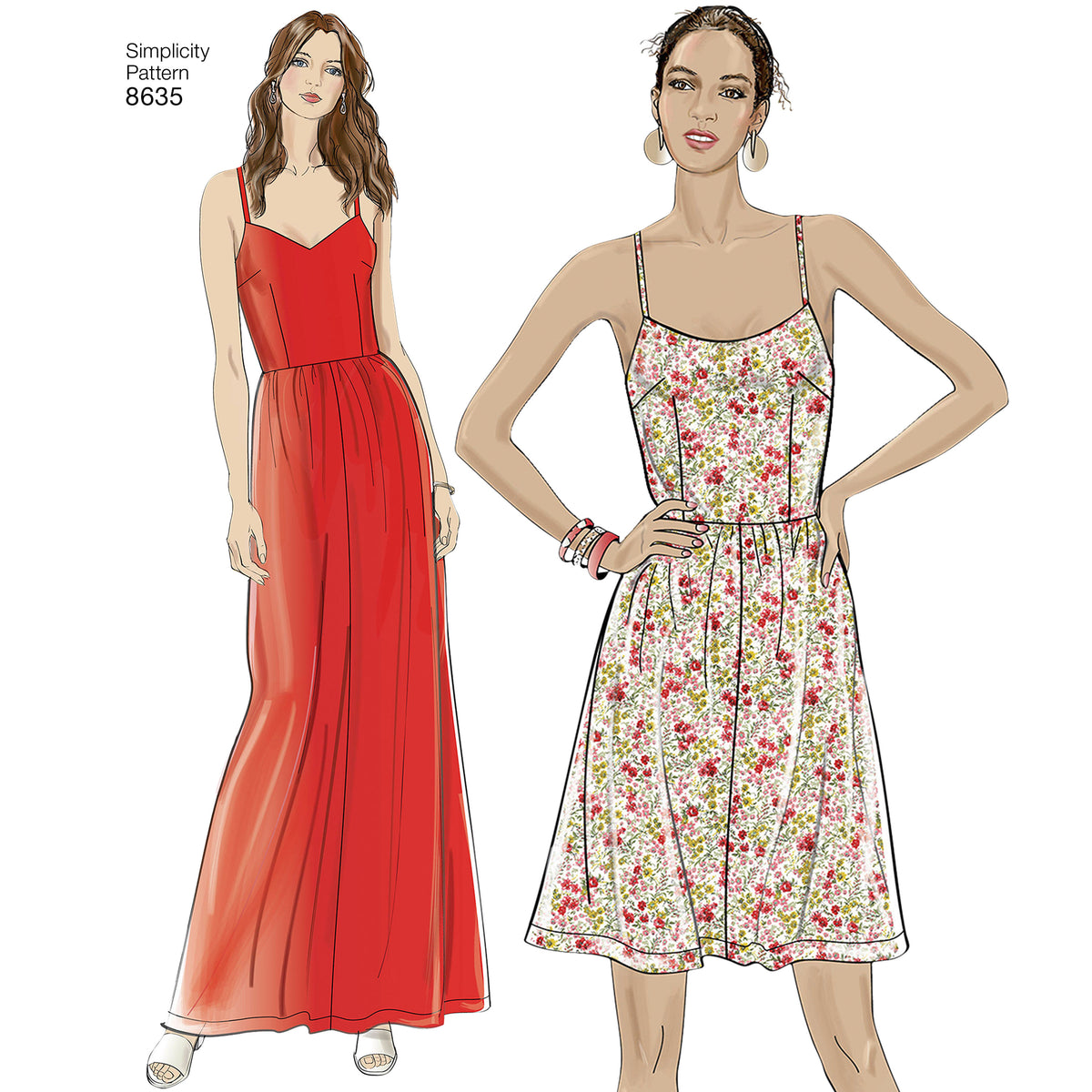 Simplicity sewing pattern S8635 envelope showing dress