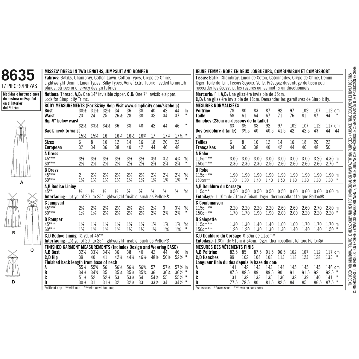 Simplicity sewing pattern S8635 envelope showing dress