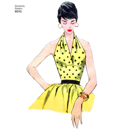 Simplicity sewing pattern S8645 envelope showing halter and sun tops