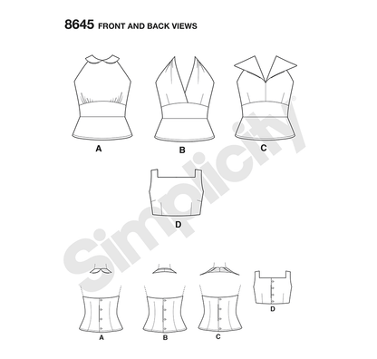 Simplicity sewing pattern S8645 envelope showing halter and sun tops