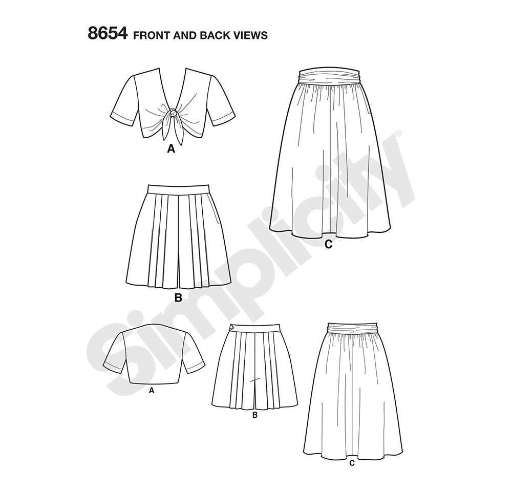 Simplicity sewing pattern S8654 envelope showing knot front top