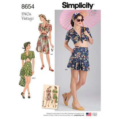 Simplicity sewing pattern S8654 envelope showing knot front top