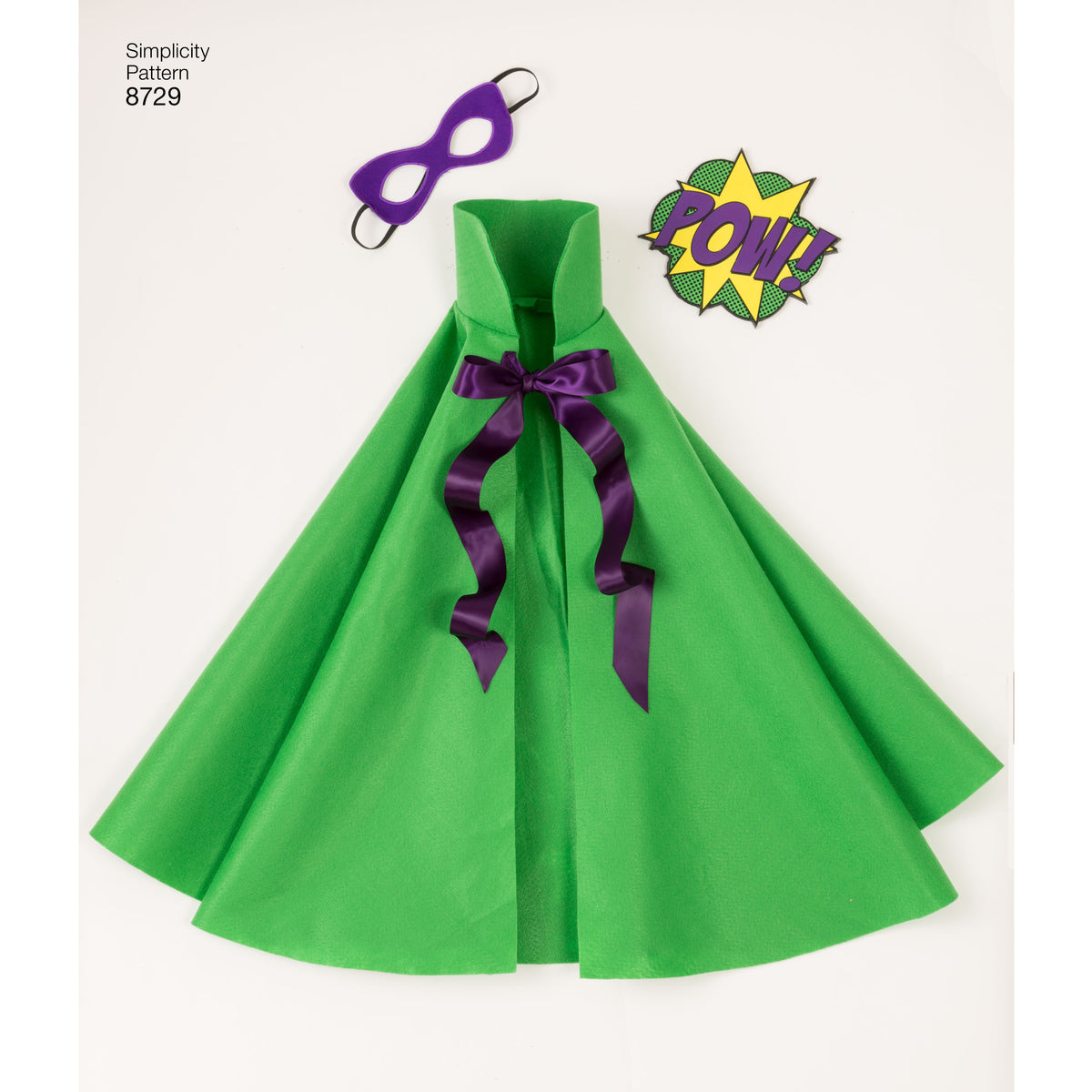 Simplicity S8729 sewing pattern envelope showing child's caped character costumes