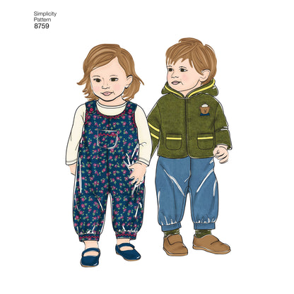 Simplicity S8759 sewing pattern envelope showing baby winter casual wear