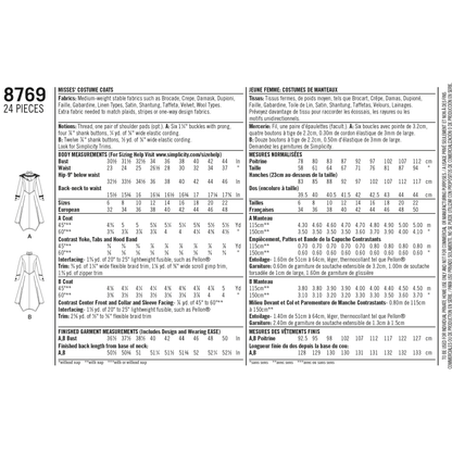 Simplicity S8769 sewing pattern envelope showing misses' military cosplay coat