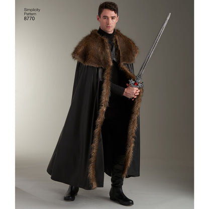 Simplicity S8770 sewing pattern envelope showing unisex fantasy capes