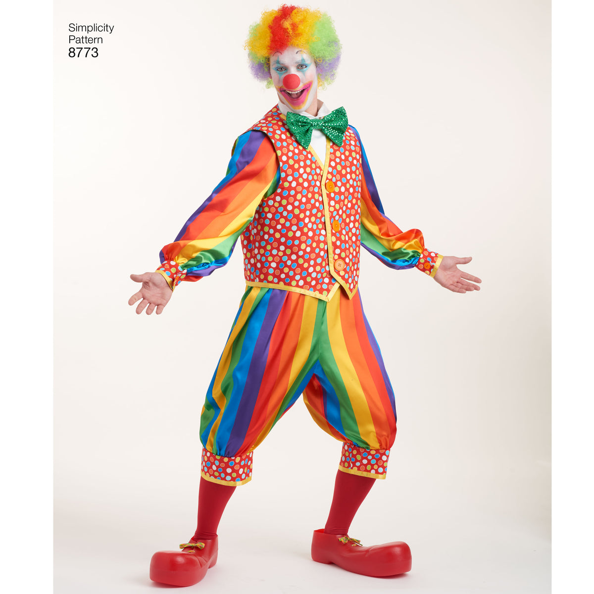 Simplicity S8773 sewing pattern envelope showing unisex clown costume