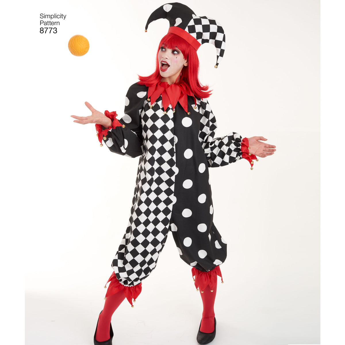 Simplicity S8773 sewing pattern envelope showing unisex clown costume