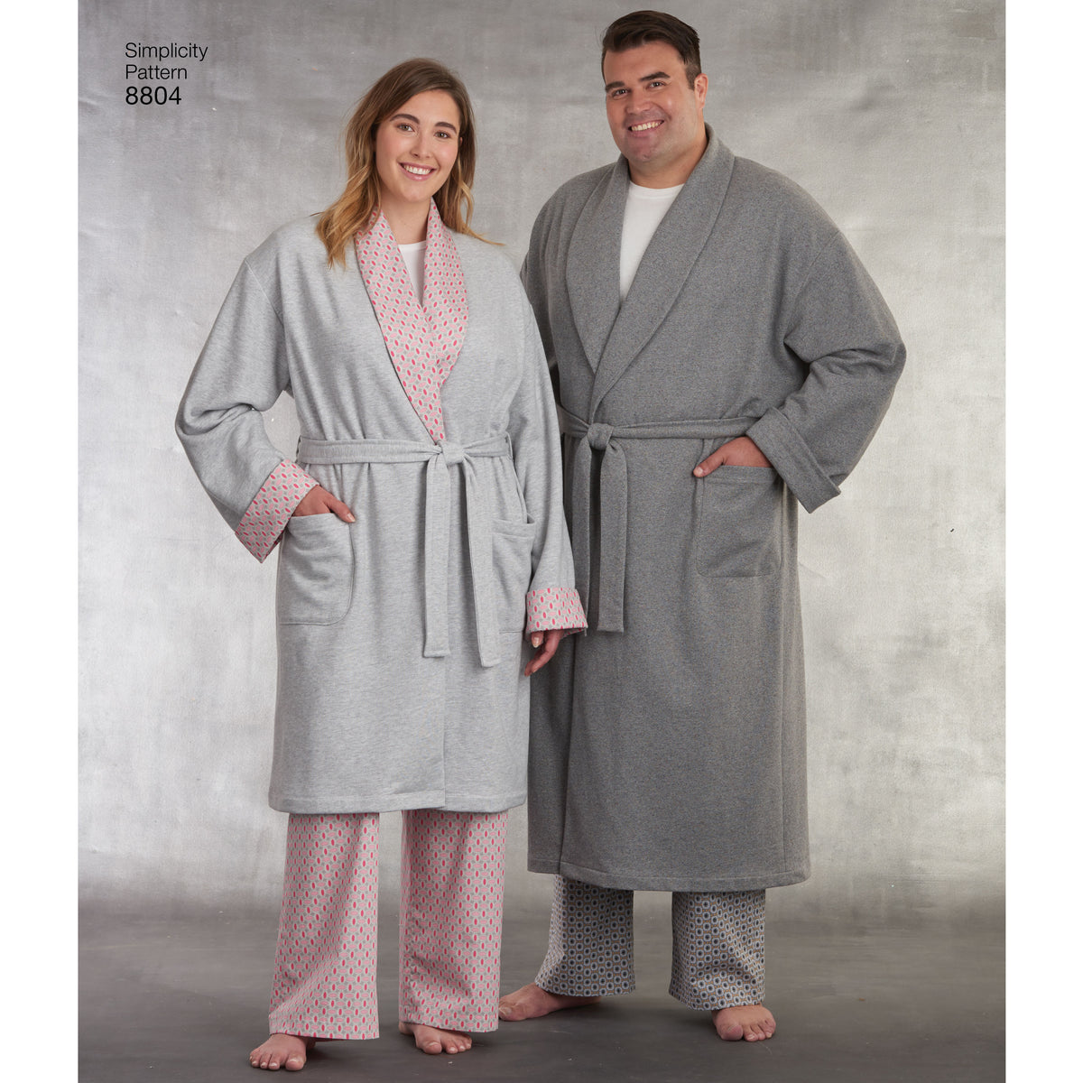 Simplicity S8804 sewing pattern envelope showing unisex robes & lounge bottoms