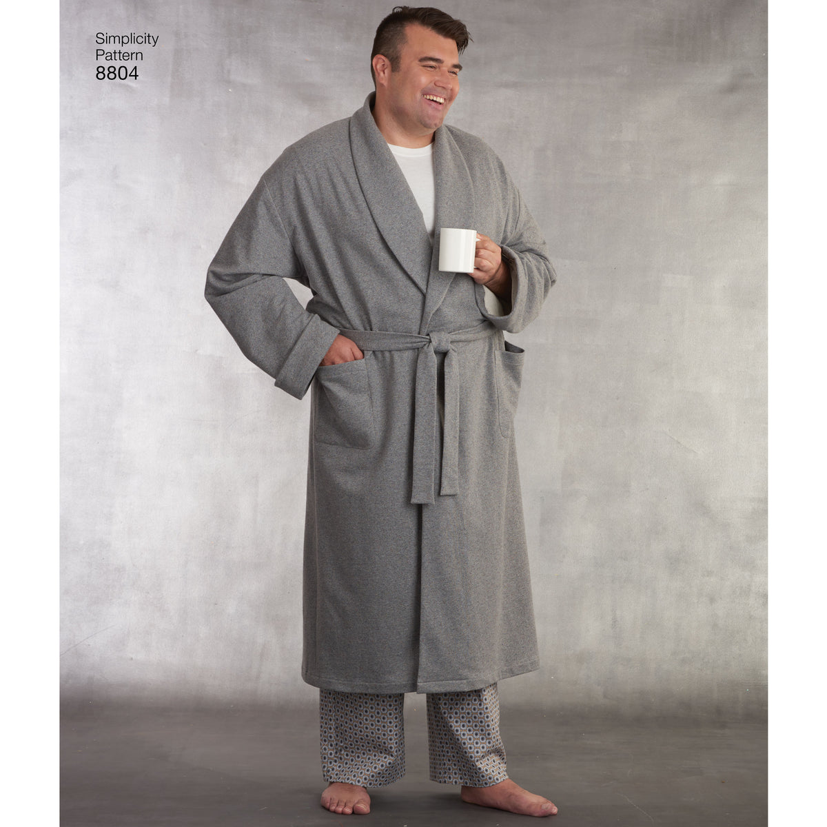 Simplicity S8804 sewing pattern envelope showing unisex robes & lounge bottoms