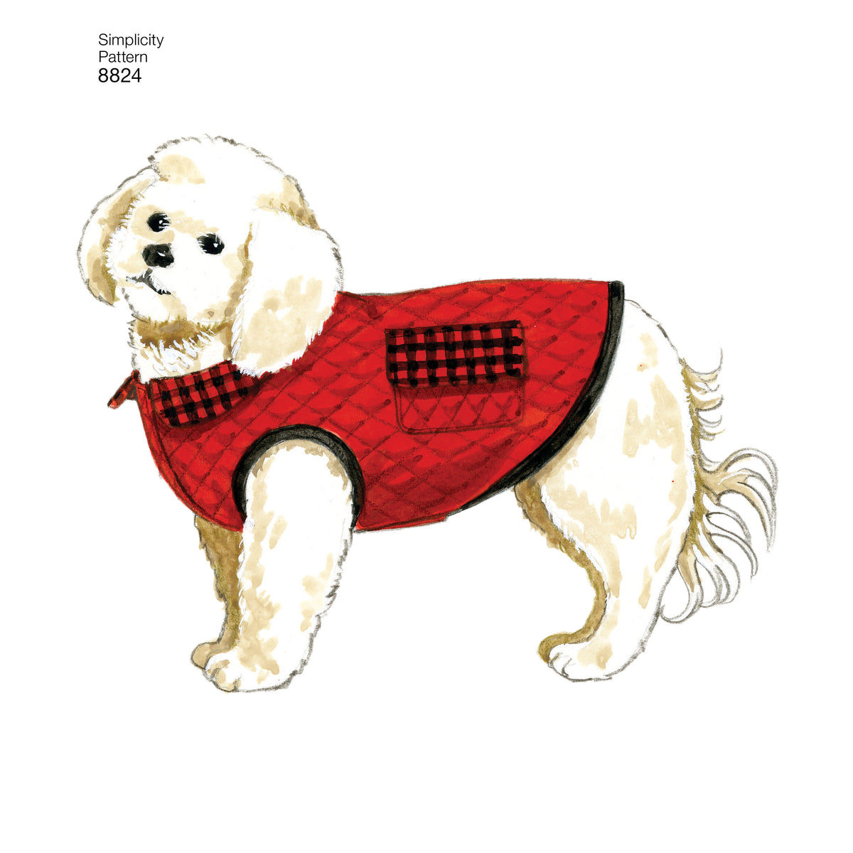 Simplicity S8824 sewing pattern envelope showing dog coats