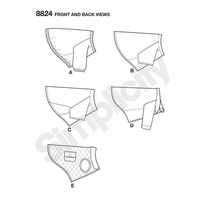 Simplicity S8824 sewing pattern envelope showing dog coats