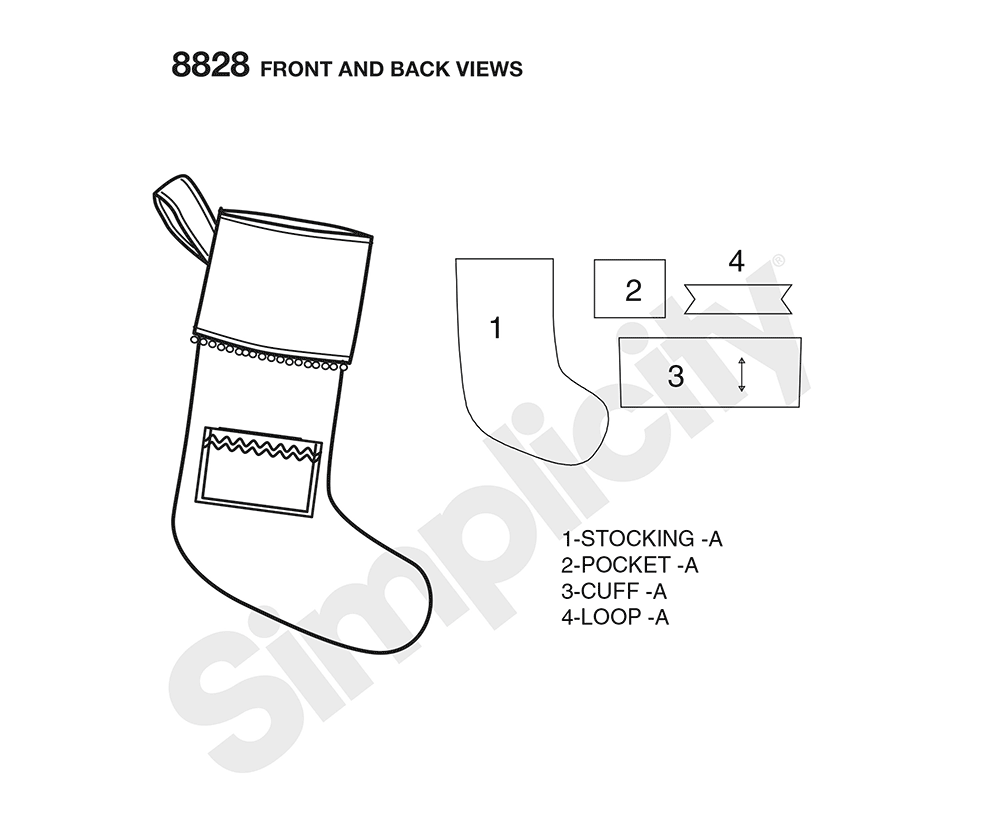 Simplicity S8828 sewing pattern envelope showing christmas decorations