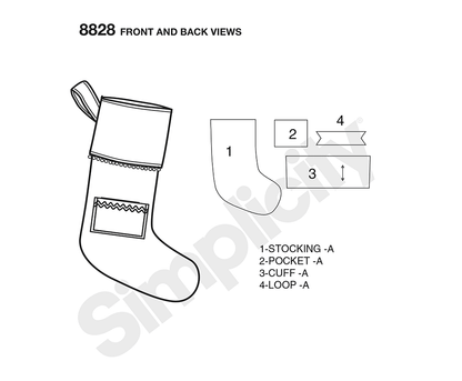 Simplicity S8828 sewing pattern envelope showing christmas decorations