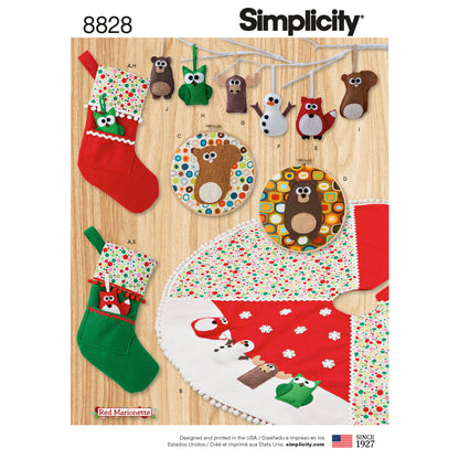 Simplicity S8828 sewing pattern envelope showing christmas decorations