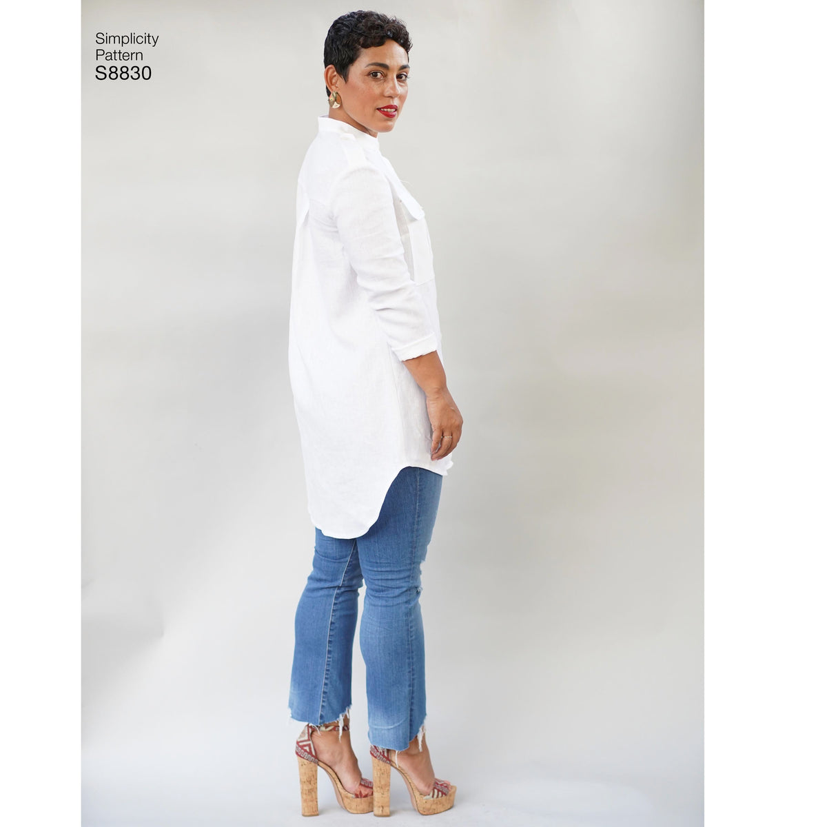 Simplicity S8830 sewing pattern envelope showing misses' shirtdress designs