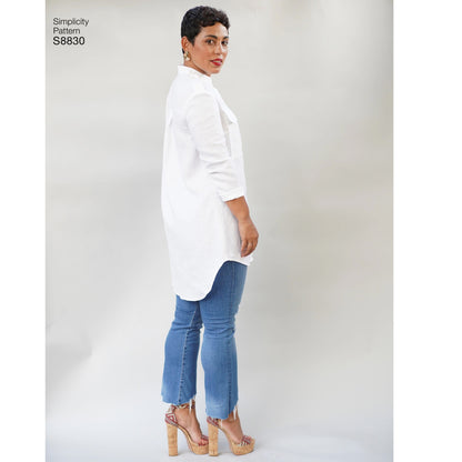 Simplicity S8830 sewing pattern envelope showing misses' shirtdress designs
