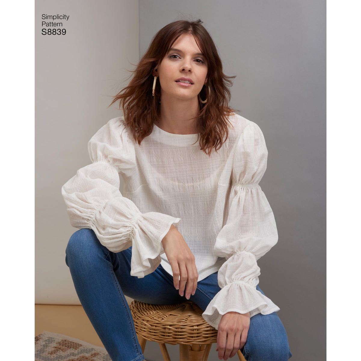 Simplicity S8839 sewing pattern envelope showing misses' tops and vests designs