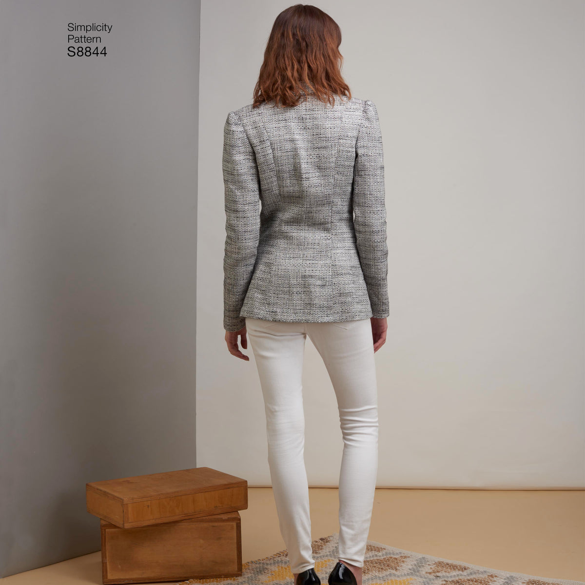 Simplicity S8844 sewing pattern envelope showing misses' blazer designs