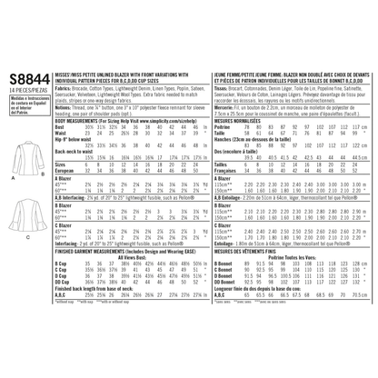 Simplicity S8844 sewing pattern envelope showing misses' blazer designs