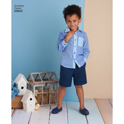 Simplicity S8852 sewing pattern envelope showing child's casual wear designs